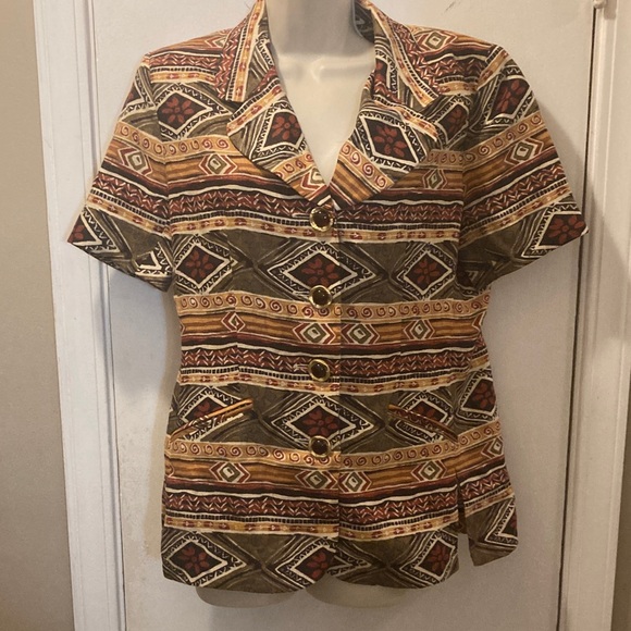 Vintage 10 Rickie Freeman for Teri Jon SFA s/s linen blazer jacket 25-526-1 - Picture 1 of 7